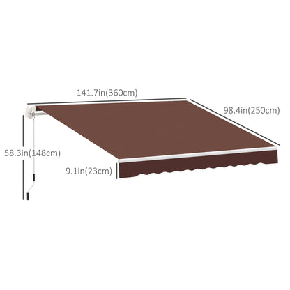 12' x 8' Retractable Patio Awning, Manual Crank Handle, UV Water-Resistant Patio Awnings at Gallery Canada