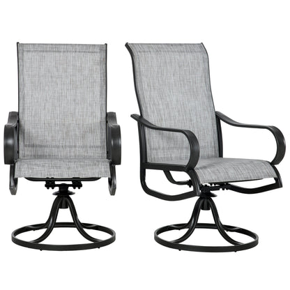 2-Piece Swivel Patio Dining Chairs, 360° Swivel, Breathable Mesh Seat, Dark Grey Patio Chairs Brown, Grey, Black at Gallery Canada