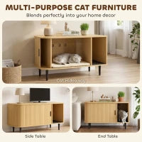 Cabinet pour litière de chat, porte coulissante, tapis de litière, table d'appoint