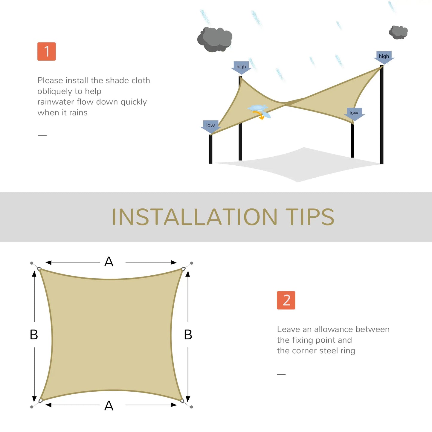 Square 12’ Sun Sail Shade, UV Protector, Outdoor Patio Cover Shade Sails at Gallery Canada