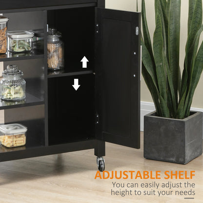 Compact Kitchen Cart on Wheels, Open Shelf, Storage Drawer, Black Kitchen Islands & Kitchen Carts at Gallery Canada