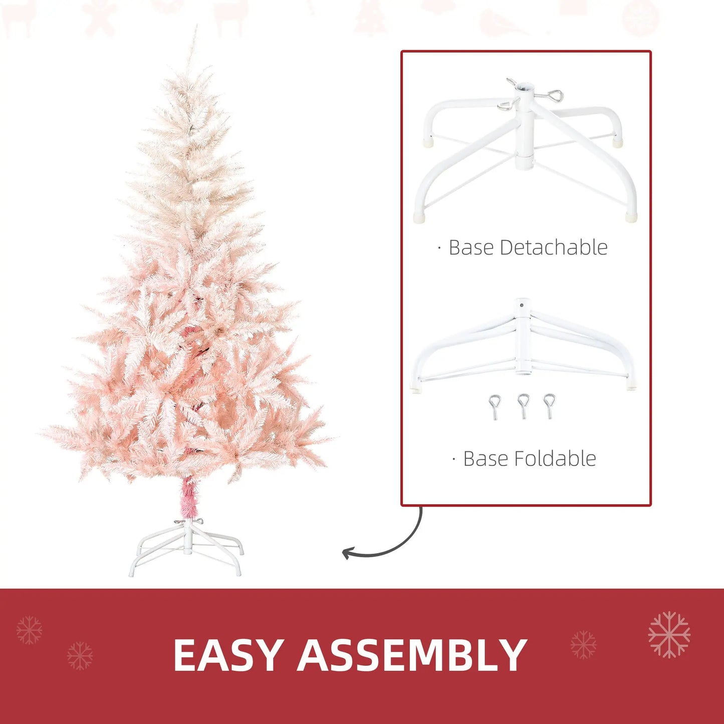 5ft Artificial Christmas Tree, Automatic Open, Pink, White Artificial Christmas Trees at Gallery Canada