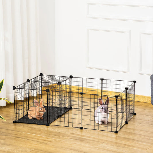 Small Animal Cage with 16 Panels, Portable Metal Wire Pet Fence with Door, Non-slip Feet for Bunny Guinea Pig - Gallery Canada