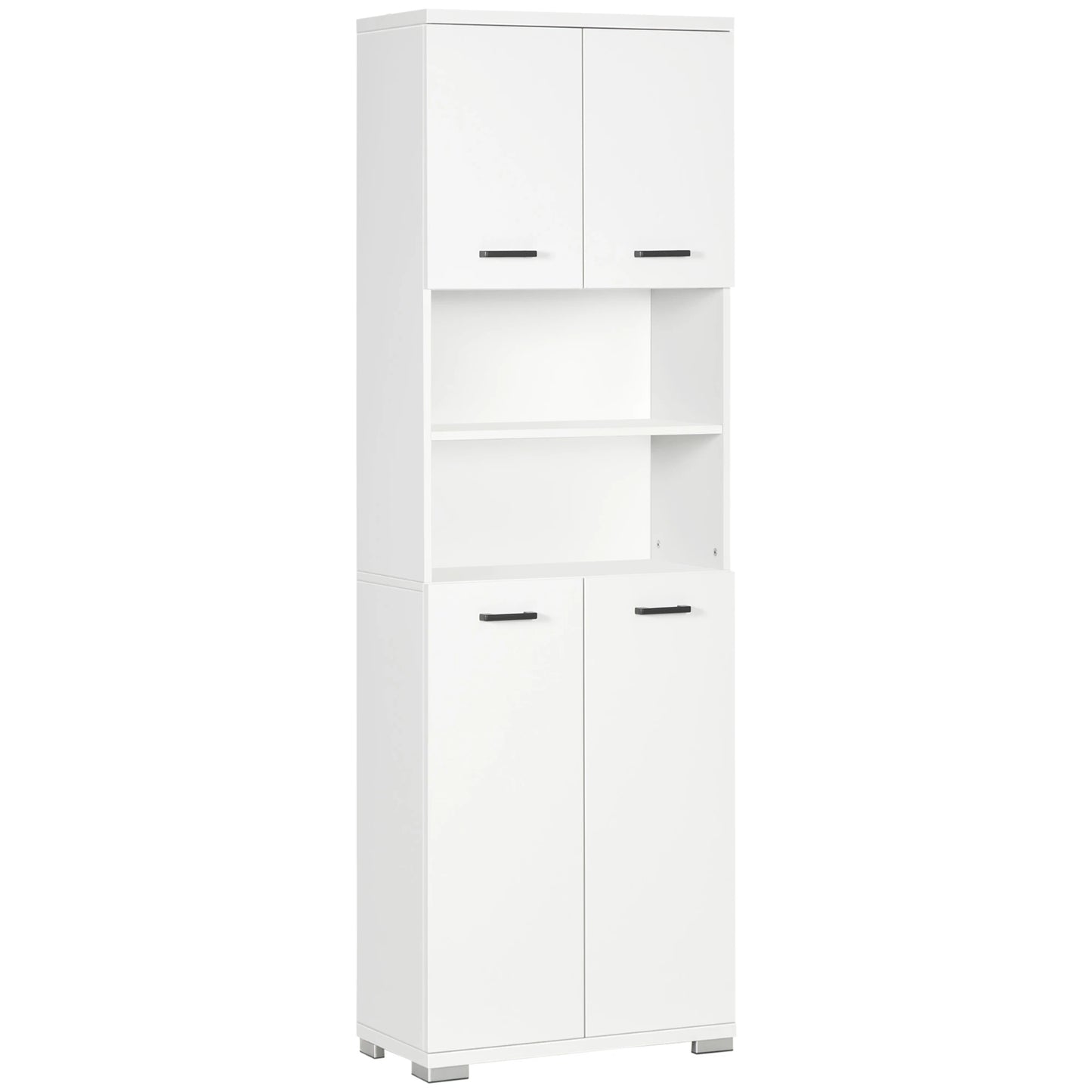 Freestanding Bathroom Cabinet, Open Shelves, 23.6"x13.2"x72", White Bathroom Cabinets White at Gallery Canada