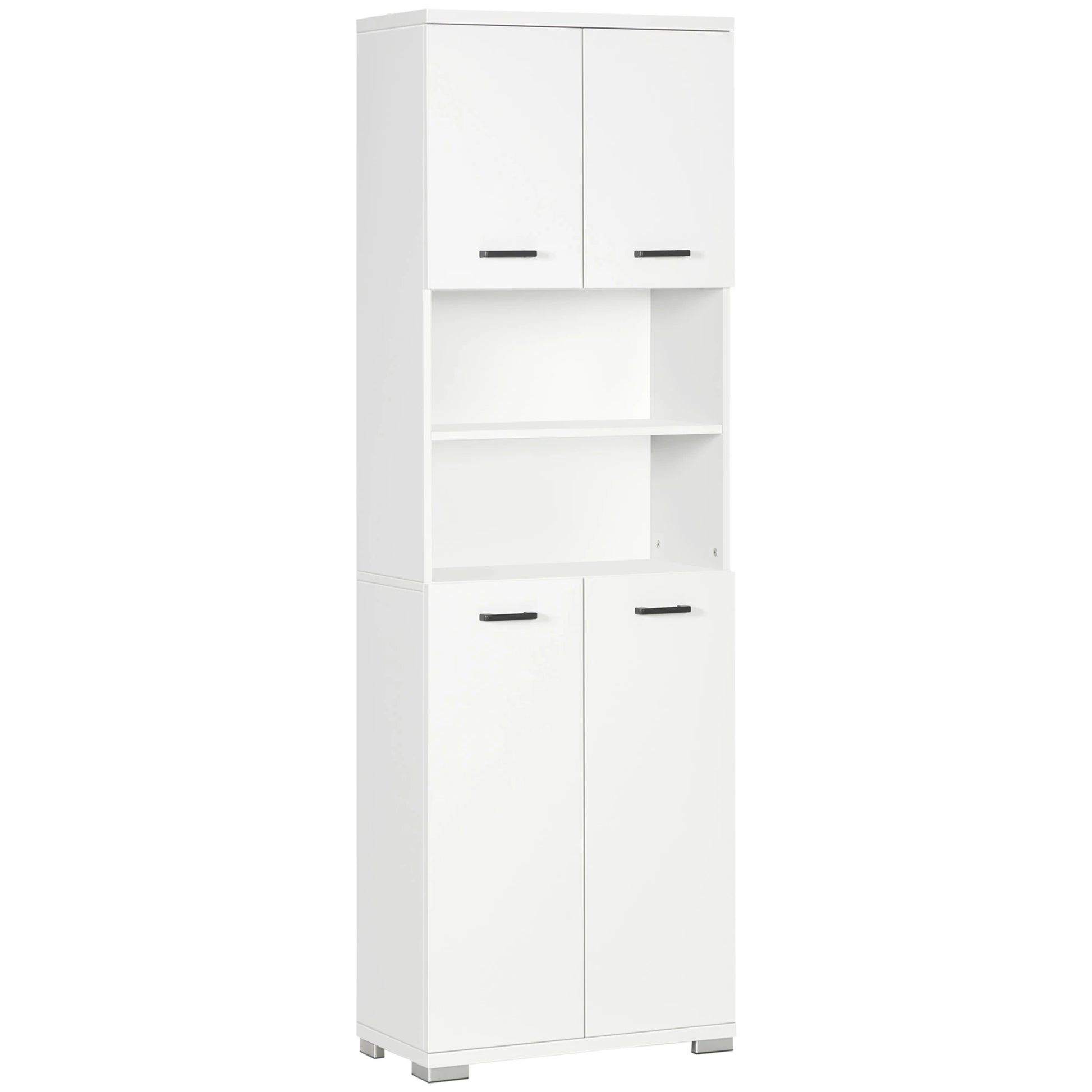 Freestanding Bathroom Cabinet, Open Shelves, 23.6"x13.2"x72", White Bathroom Cabinets White at Gallery Canada