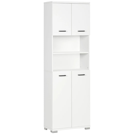 Freestanding Bathroom Cabinet, Open Shelves, 23.6"x13.2"x72", White Bathroom Cabinets White at Gallery Canada