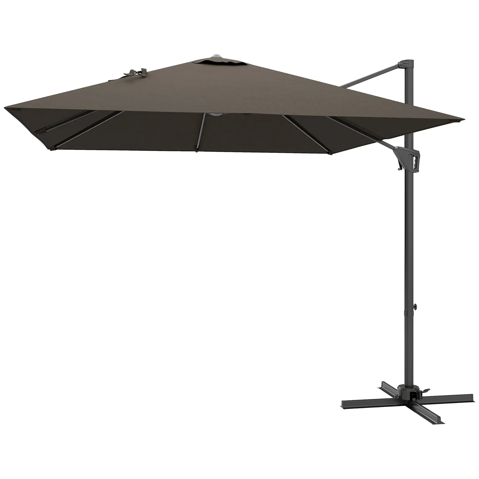 8'x8' Square Patio Hanging Offset Umbrella, Outdoor Cantilever Parasol, Tan Offset Cantilever Umbrellas Tan at Gallery Canada