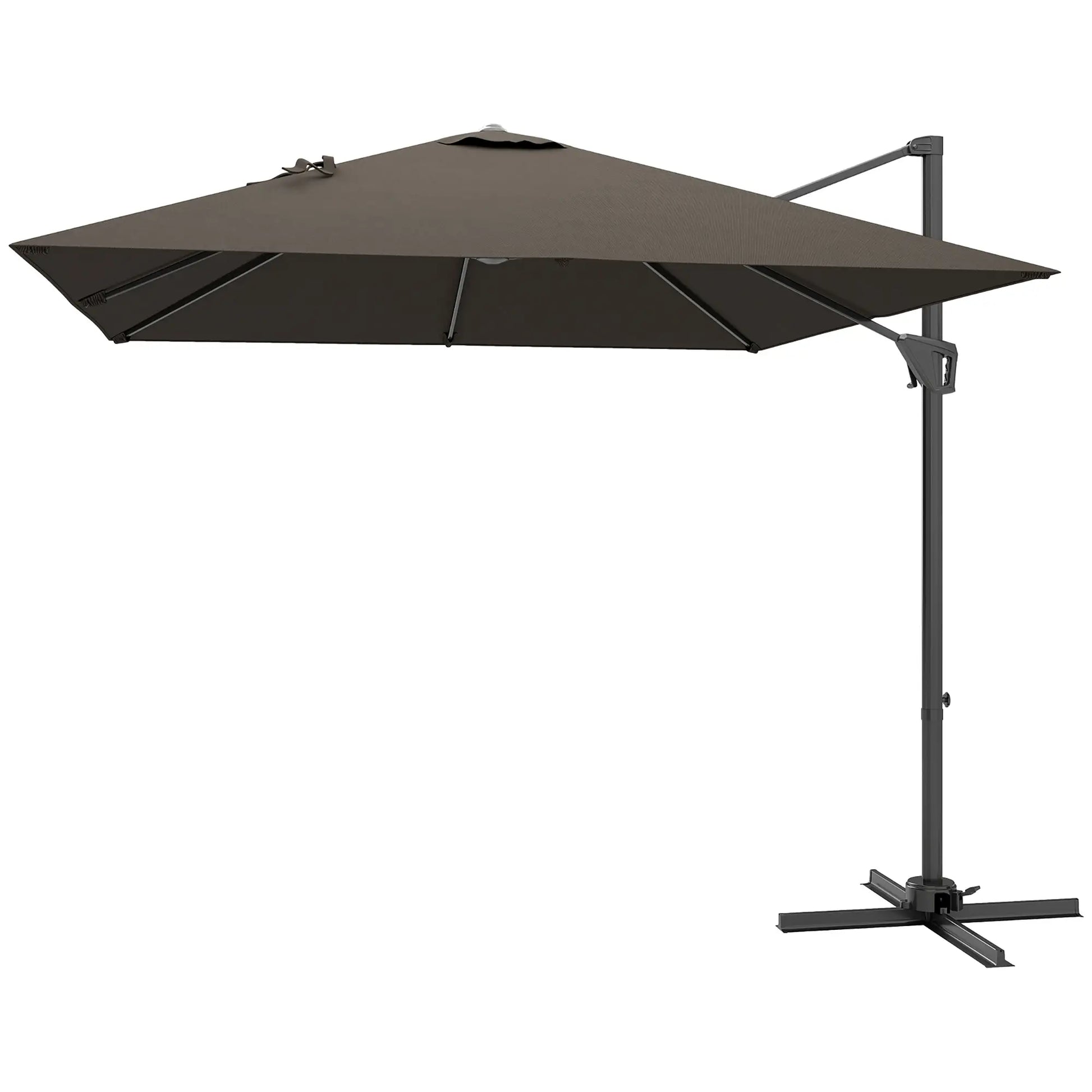 8'x8' Square Patio Hanging Offset Umbrella, Outdoor Cantilever Parasol, Tan Offset Cantilever Umbrellas Tan at Gallery Canada