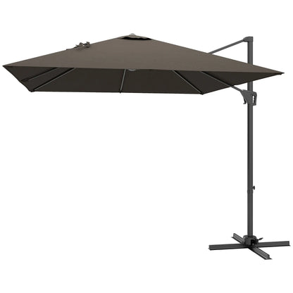 8'x8' Square Patio Hanging Offset Umbrella, Outdoor Cantilever Parasol, Tan Offset Cantilever Umbrellas Tan at Gallery Canada