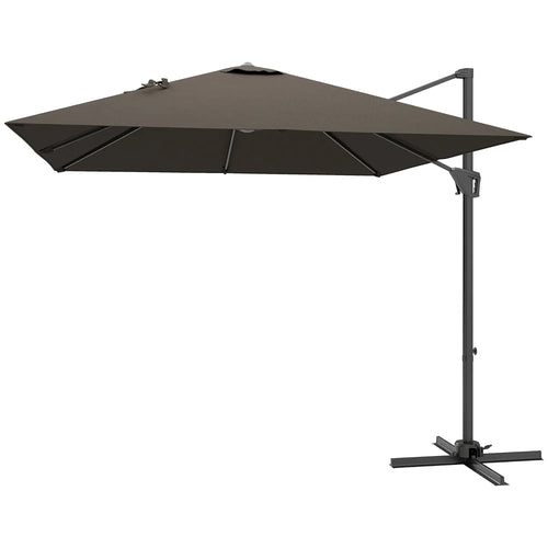 8'x8' Square Patio Hanging Offset Umbrella, Outdoor Cantilever Parasol, Tan