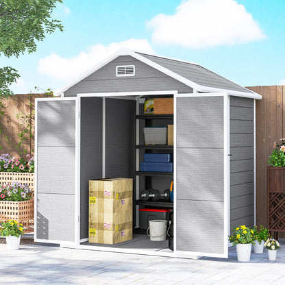 6' x 5' Plastic Outdoor Storage Shed, Garden Shed, Wood Effect Grey, Grey Sheds at Gallery Canada