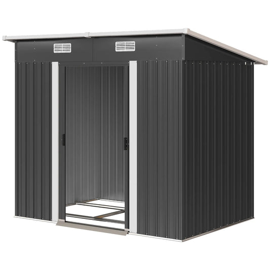 7'x4' Metal Patio Storage Shed, Garden Tool Utility Unit, Black Sheds Black at Gallery Canada