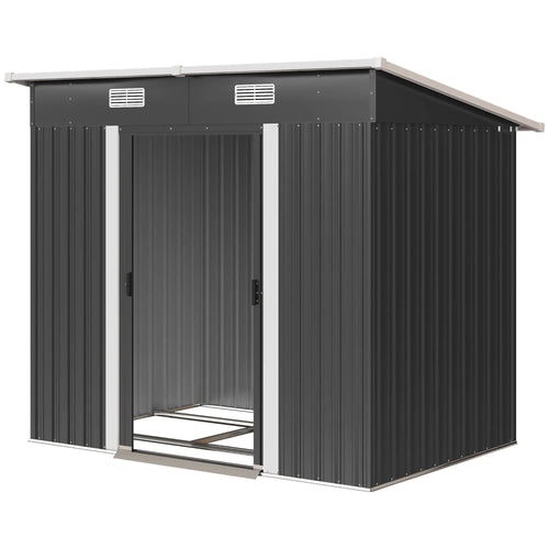 7'x4' Metal Patio Storage Shed, Garden Tool Utility Unit, Black