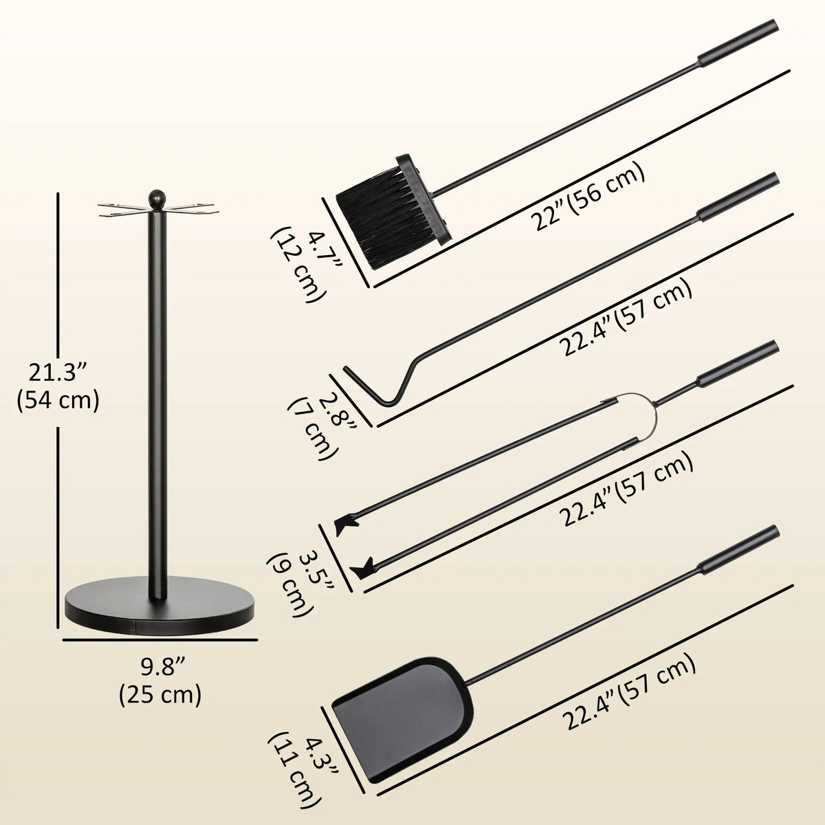 5 Piece Fireplace Tools Set with Stand, Black Fireplaces & Accessories at Gallery Canada
