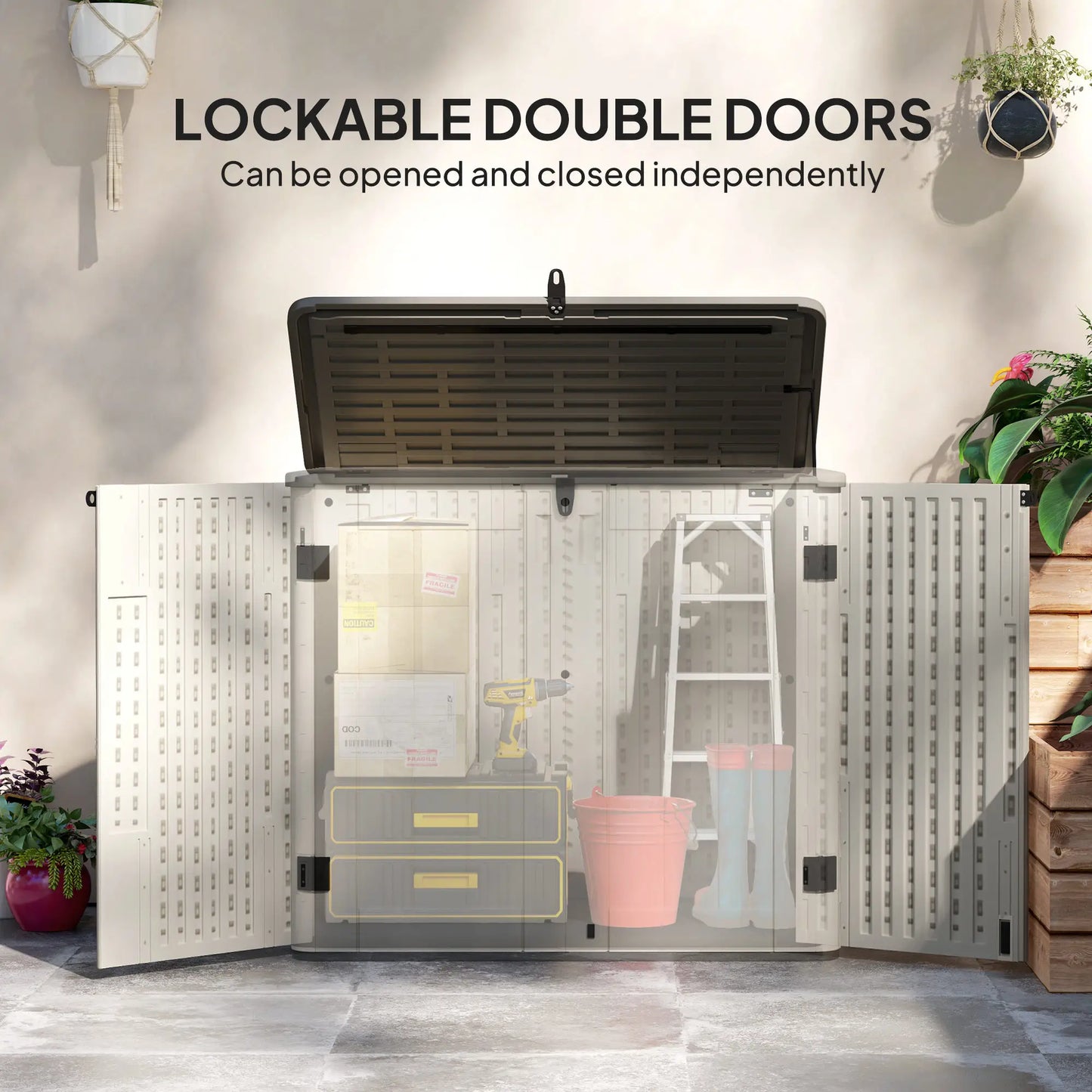 185 Gallon Outdoor Storage Cabinet, Openable Top, Lockable Doors Sheds at Gallery Canada