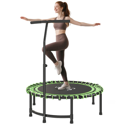45" Foldable Mini Trampoline, Adjustable Handle, Fitness Exercise Rebounder Trampolines at Gallery Canada