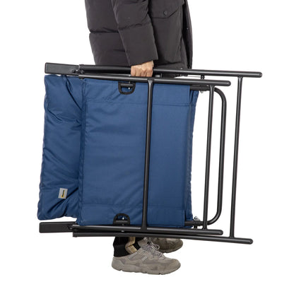 Foldable Lounge Chair, Fabric Recliner, Outdoor Lounger with Armrest, Blue Patio Chairs at Gallery Canada