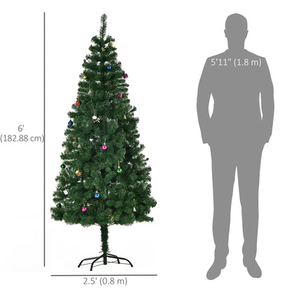 6ft Artificial Christmas Tree, Holiday Party Decor with Ornaments, Green Artificial Christmas Trees at Gallery Canada