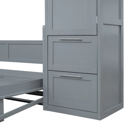 Murphy Bed with Closet, Drawers, 112" L x 21.5" W x 78.5" H, Grey Bed Frames at Gallery Canada