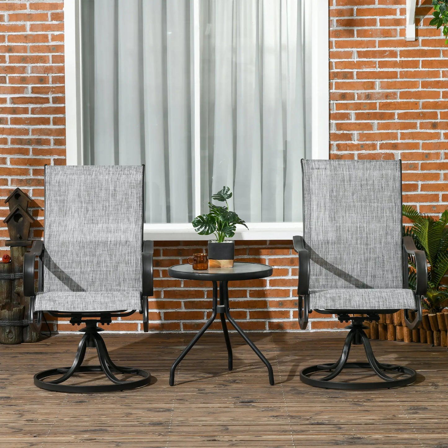 2-Piece Swivel Patio Dining Chairs, 360° Swivel, Breathable Mesh Seat, Dark Grey Patio Chairs at Gallery Canada