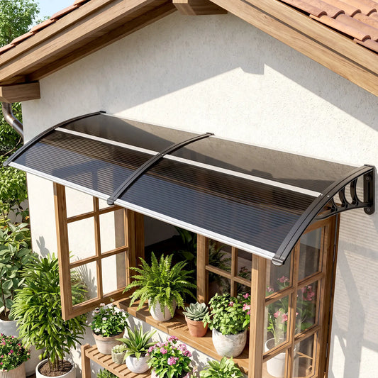 77.2 x 29.5 in Modern Polycarbonate Window Awning, Black Door Awnings Black at Gallery Canada