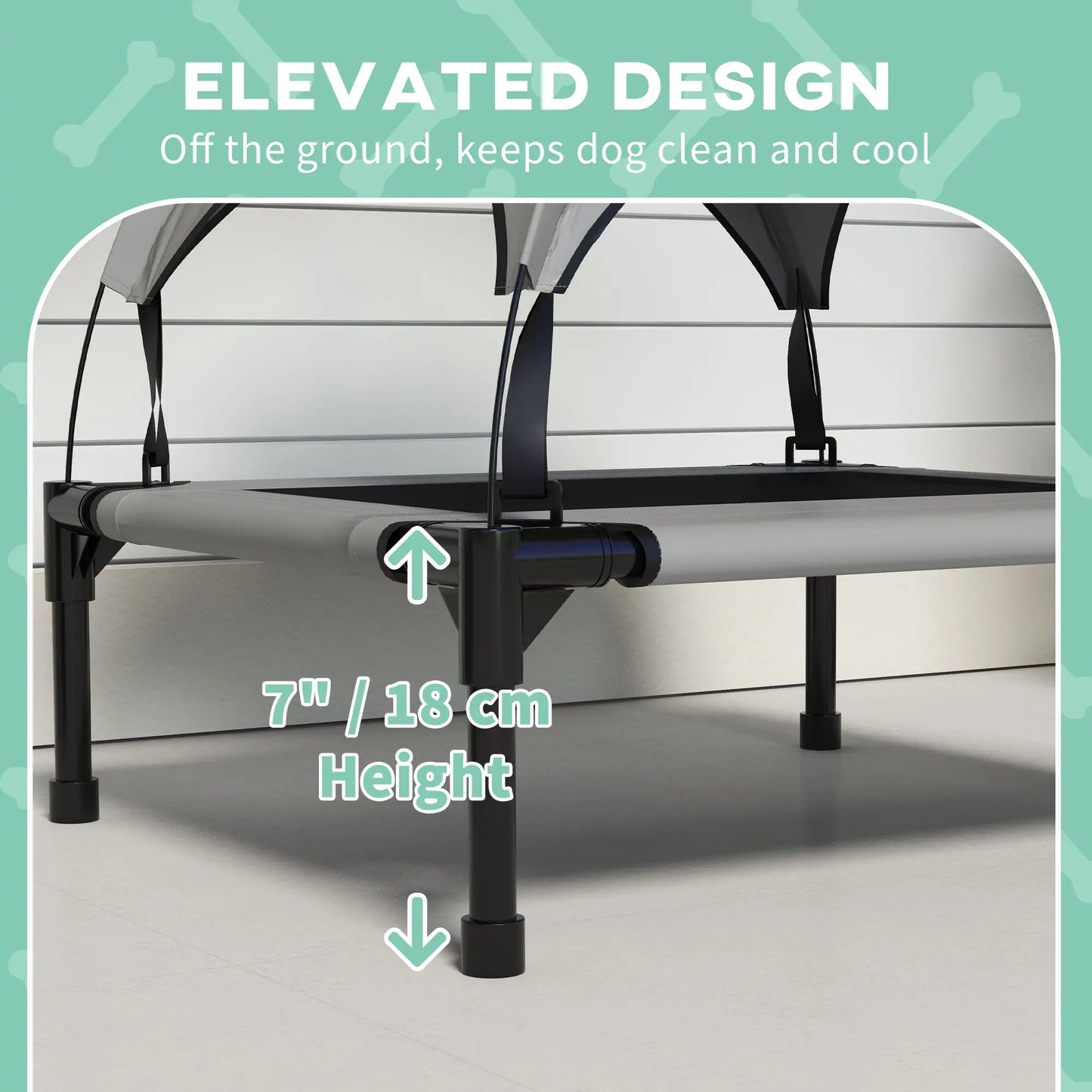 Raised Dog Bed With Canopy, Washable Mesh, Small Medium, Light Grey Elevated Dog Beds at Gallery Canada