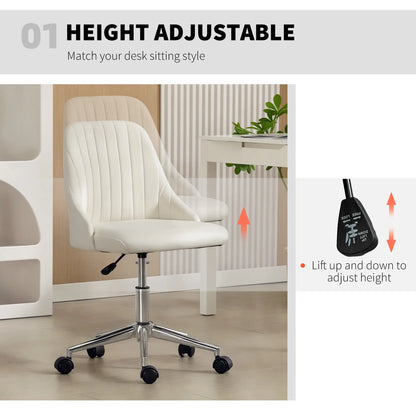 Velvet Adjustable Height Swivel Chair, Cream Task Chairs at Gallery Canada