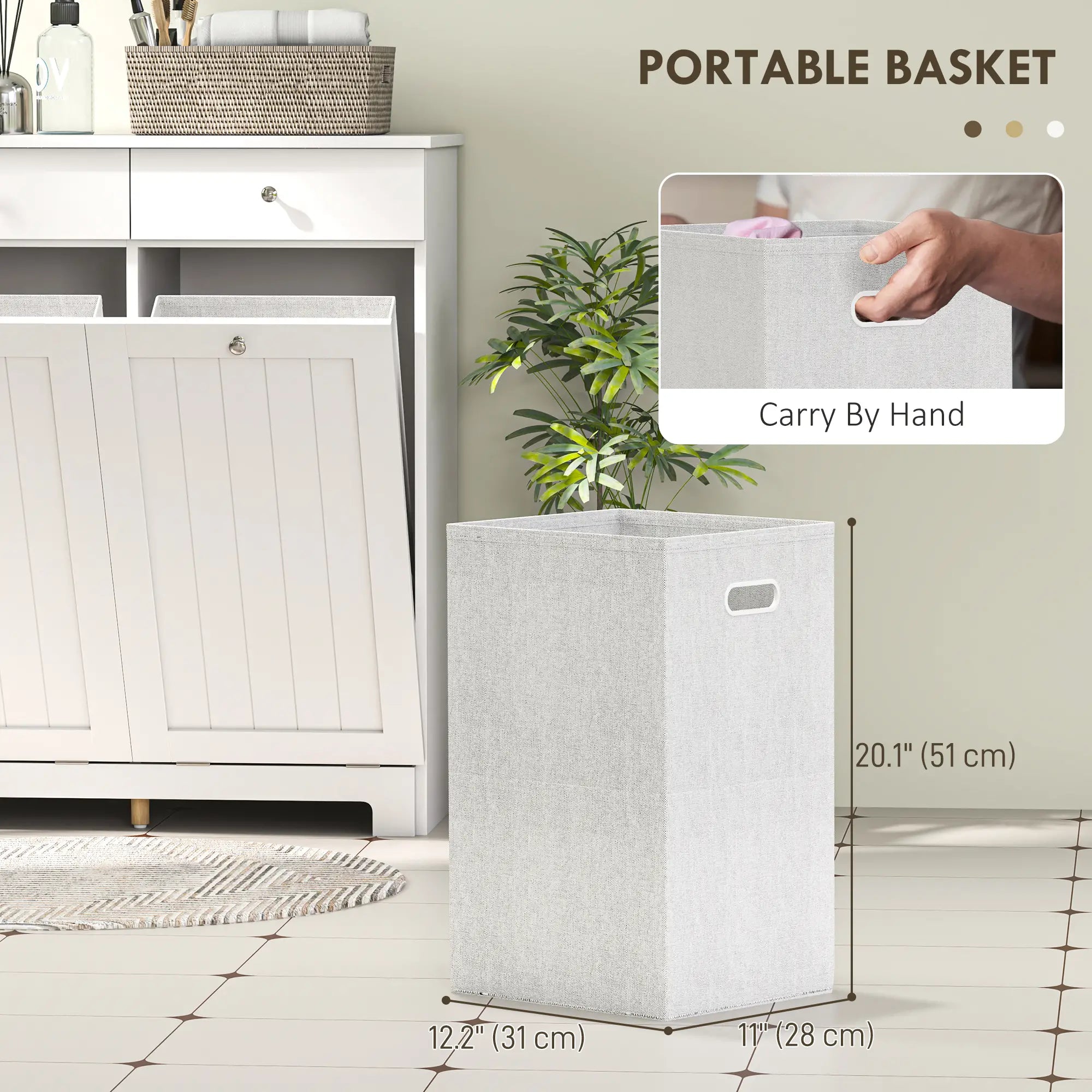 Laundry Cabinet, Tilt Out Hamper with 2 Baskets, 2 Drawers, White Bathroom Cabinets at Gallery Canada