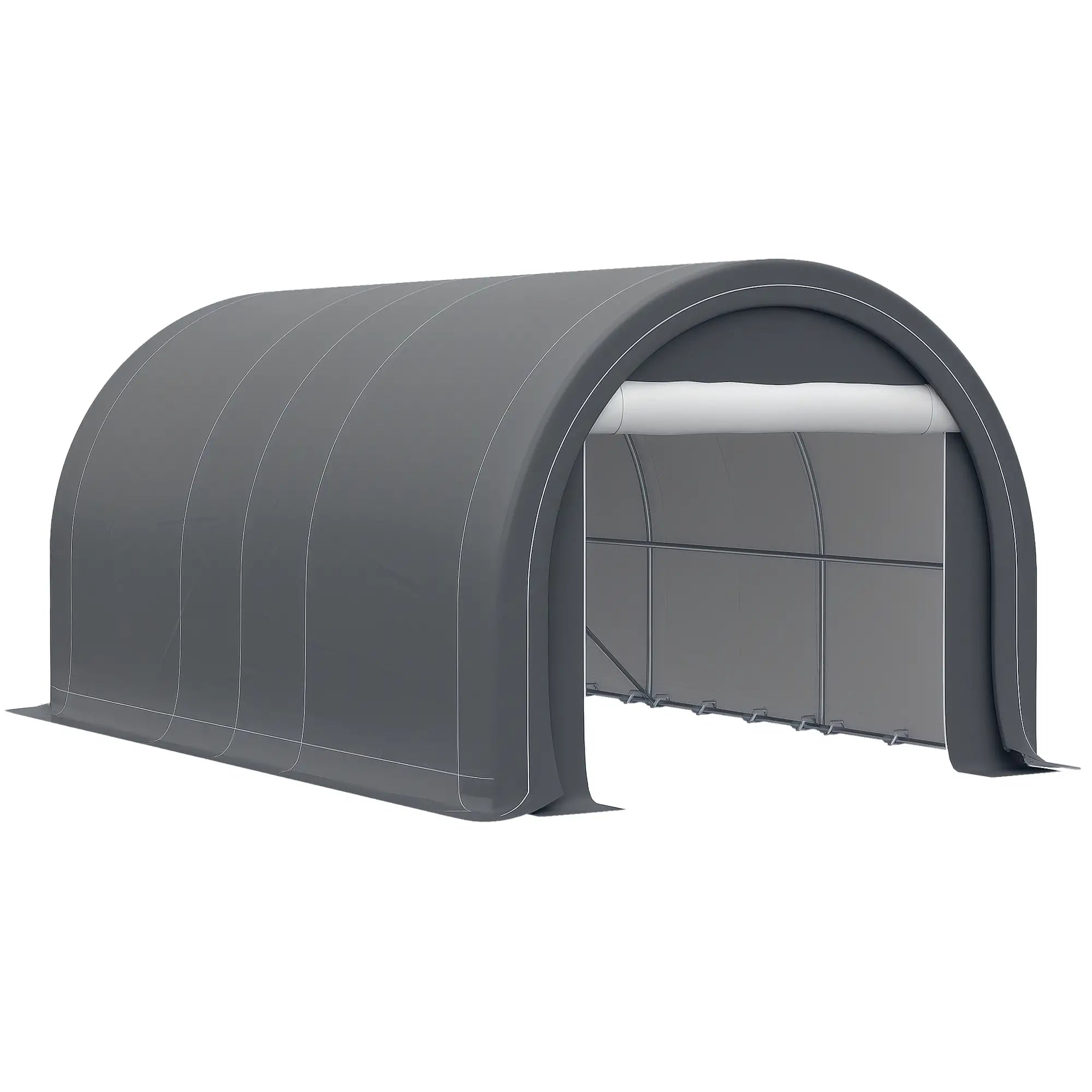 10' x 16' Heavy Duty Carport Tent, Zippered Door, PE Cover, Grey Car Shelters Grey at Gallery Canada