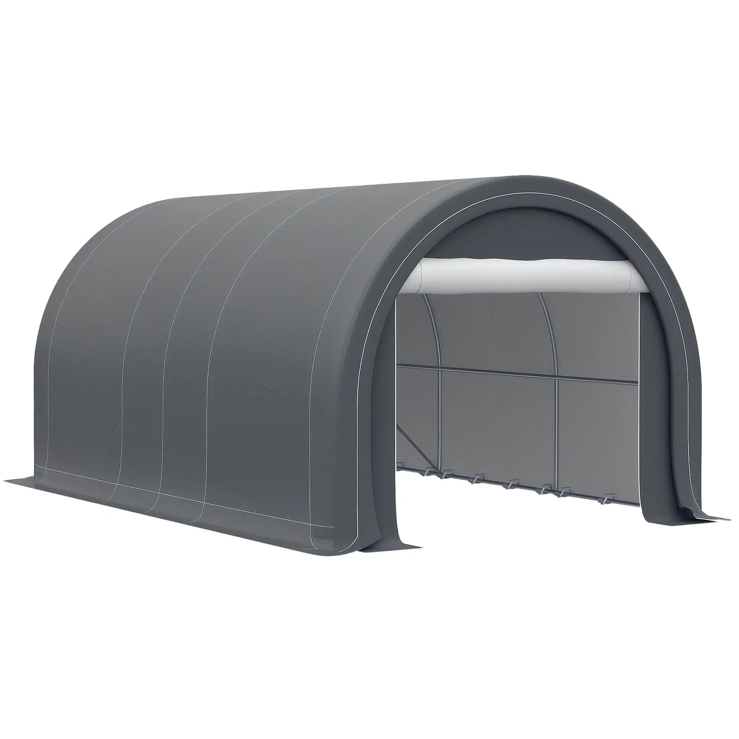 10' x 16' Heavy Duty Carport Tent, Zippered Door, PE Cover, Grey Car Shelters Grey at Gallery Canada