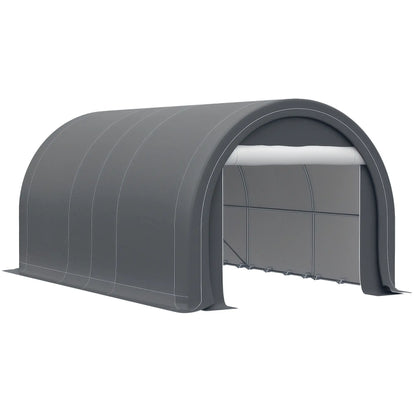 10' x 16' Heavy Duty Carport Tent, Zippered Door, PE Cover, Grey Car Shelters Grey at Gallery Canada