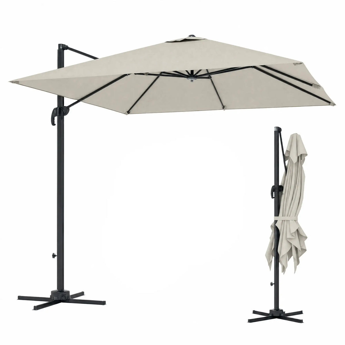 Pergola en aluminium à cantilever de 8 pieds, rotation à 360°, gris foncé