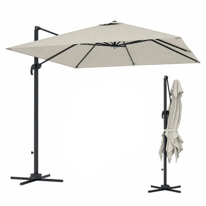 Pergola en aluminium à cantilever de 8 pieds, rotation à 360°, gris foncé