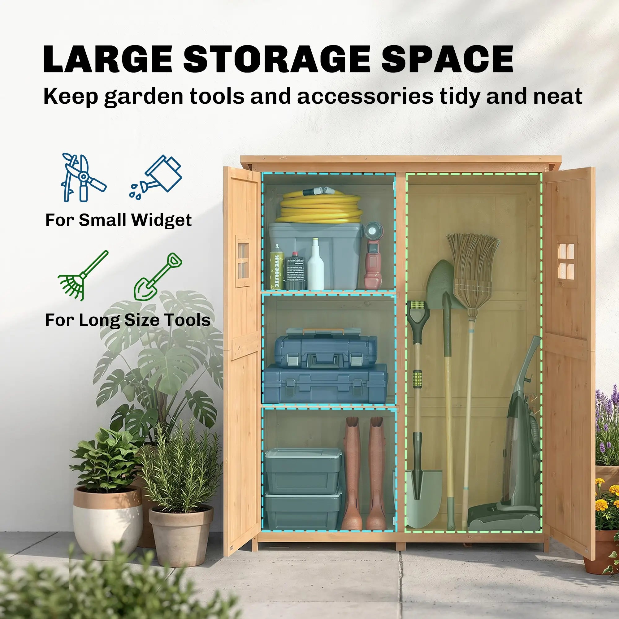 4x1.5ft Wooden Garden Storage Shed, Outdoor Tool Cabinet, Double Door Sheds at Gallery Canada