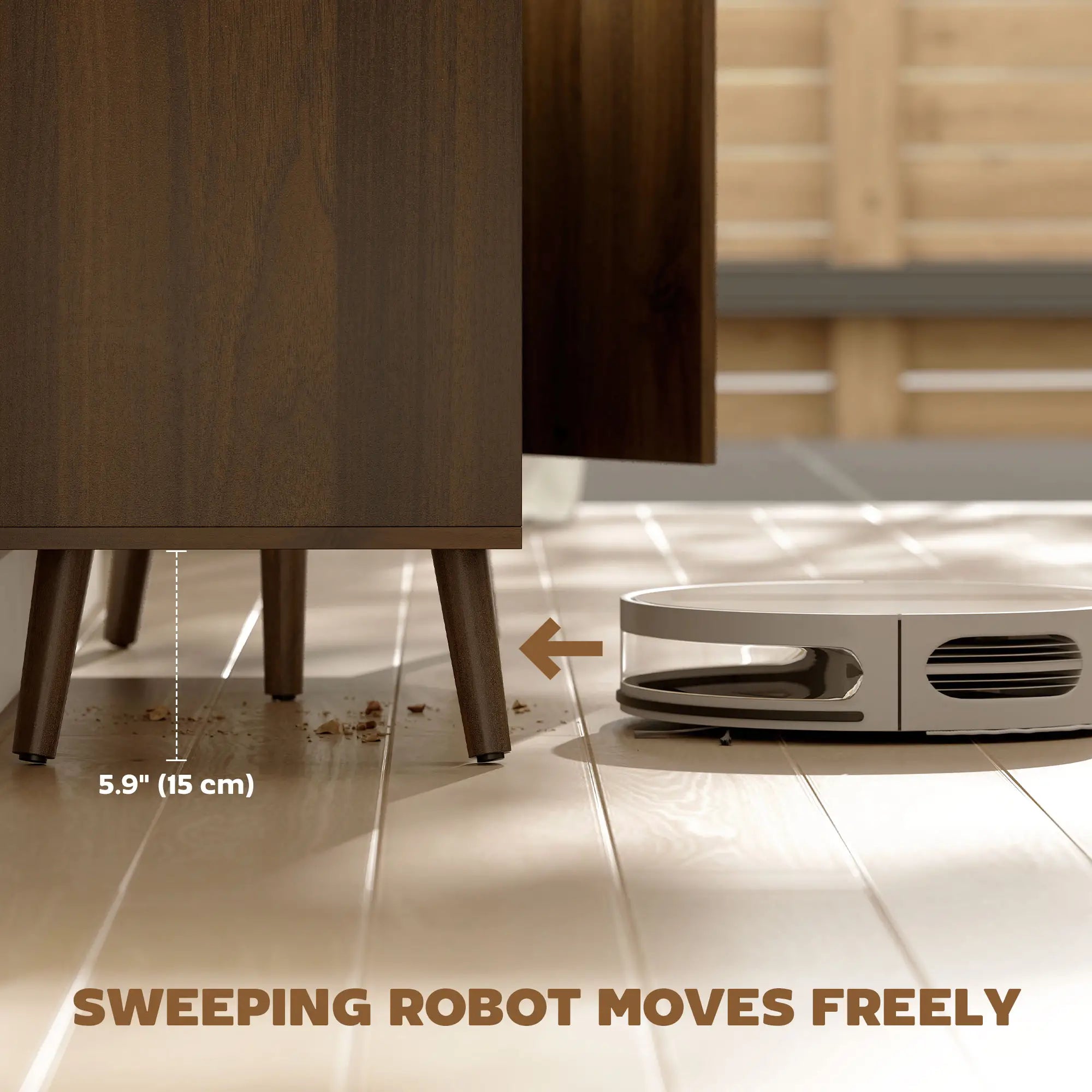 Fluted Sideboard with Storage, Adjustable Shelves, Dark Brown Bar Cabinets at Gallery Canada