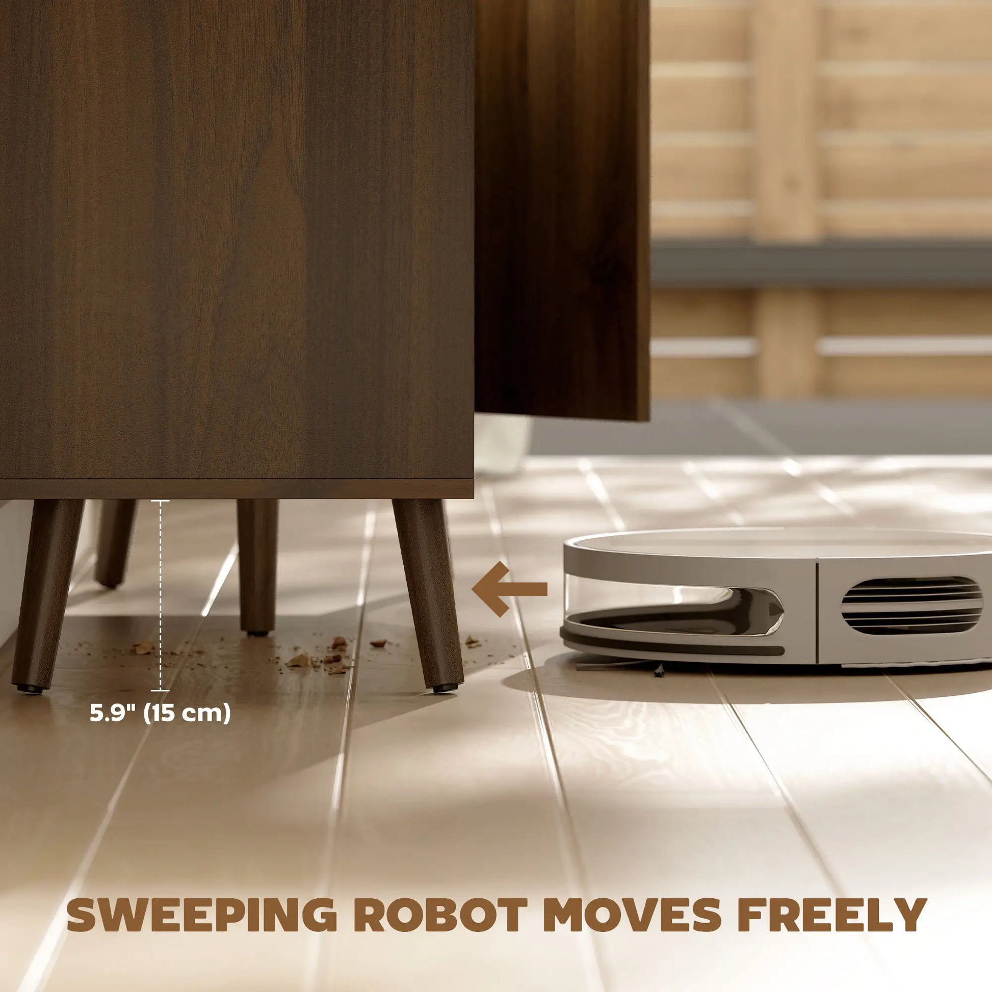 Fluted Sideboard with Storage, Adjustable Shelves, Dark Brown Bar Cabinets at Gallery Canada