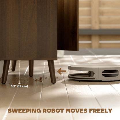 Fluted Sideboard with Storage, Adjustable Shelves, Dark Brown Bar Cabinets at Gallery Canada