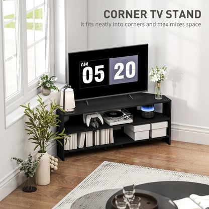 Corner TV Stand, 47 Inch, Modern Table With 2 Shelves, Black TV Stands at Gallery Canada