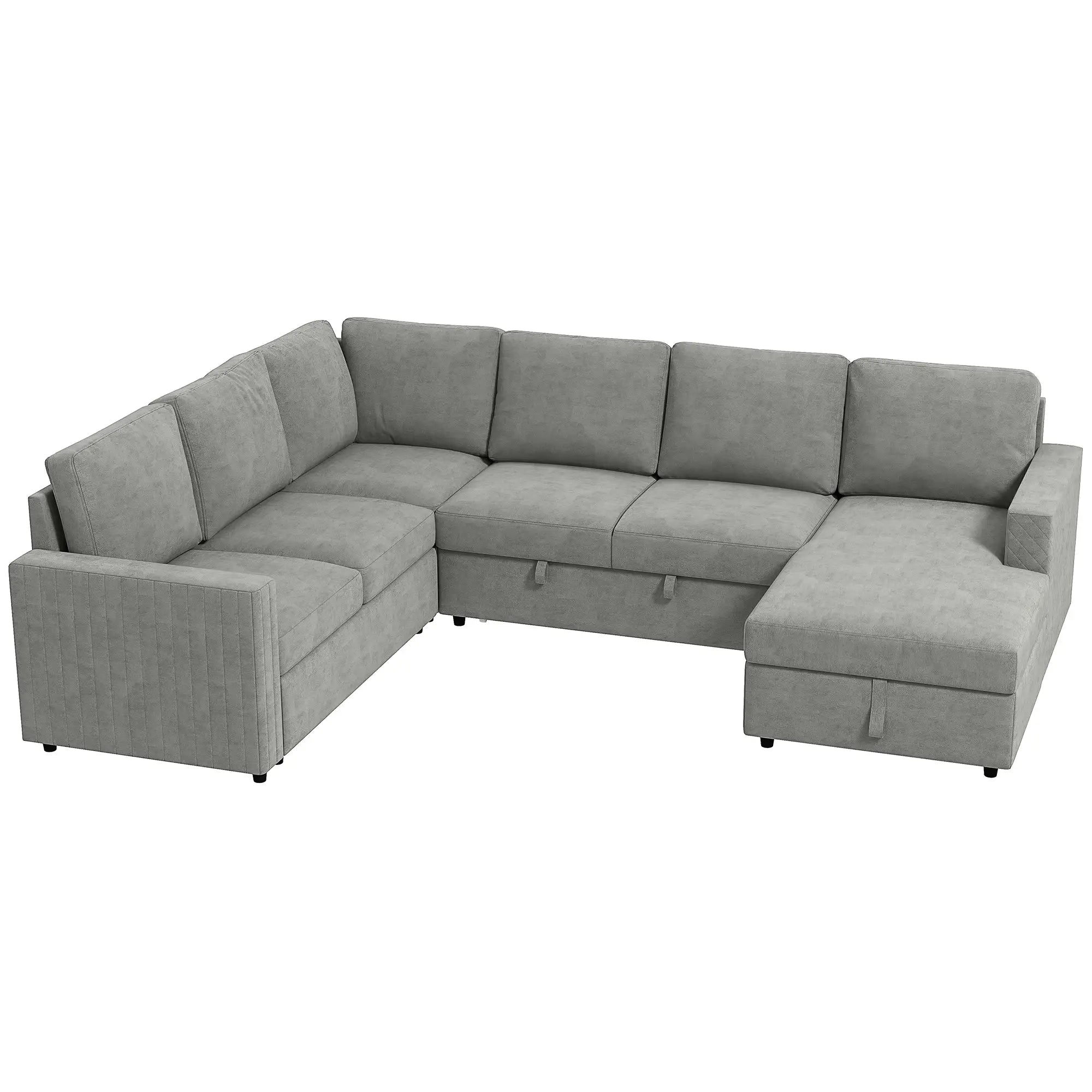 Pull Out Sofa Bed, Sleeper Couch with Storage, Velvet Upholstery, Velvet Sofas & Reclining Chairs Grey at Gallery Canada