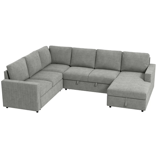 Pull Out Sofa Bed, Sleeper Couch with Storage, Velvet Upholstery, Velvet Sofas & Reclining Chairs Grey at Gallery Canada