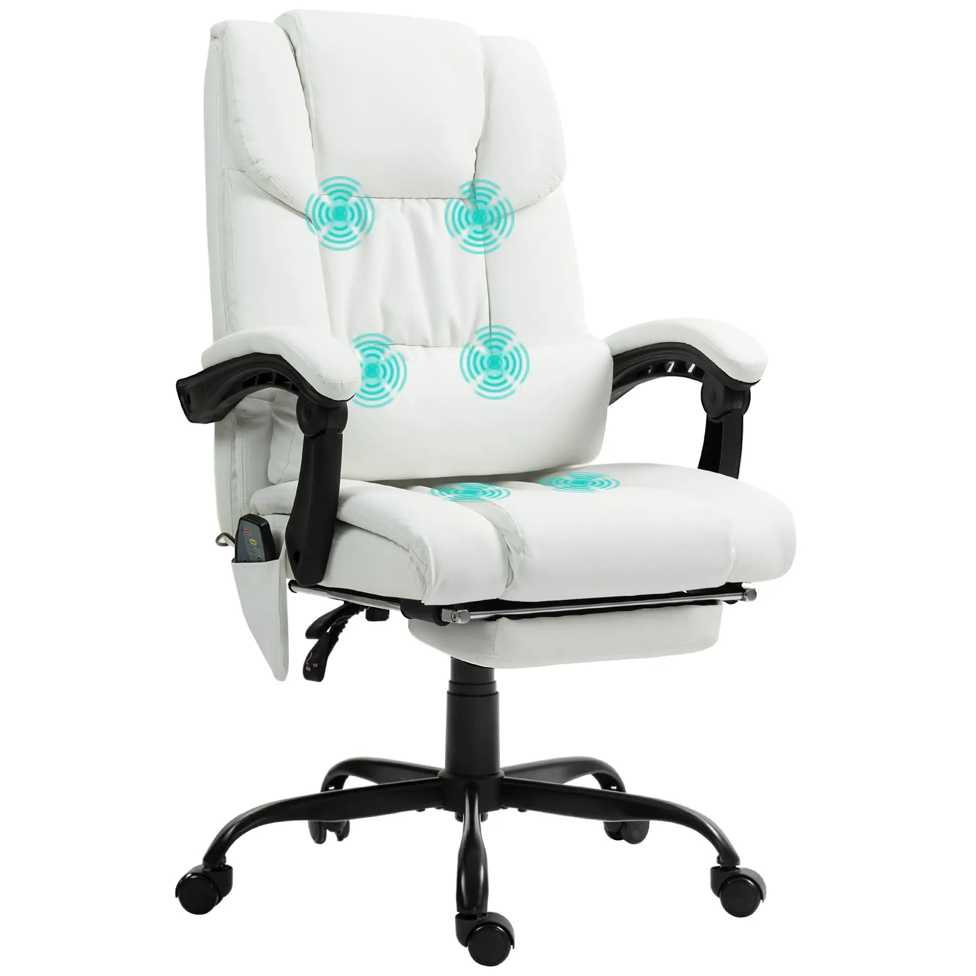 6-Point Vibration Massage Chair, Adjustable Height, Reclining, White Massage Chairs at Gallery Canada