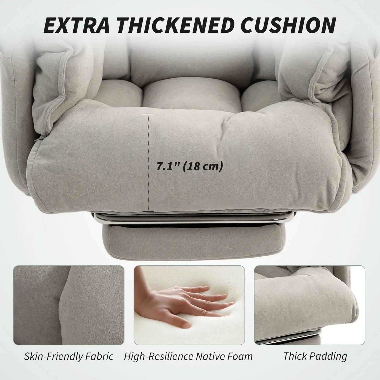 High Back Office Chair, Reclining with Footrest, High Resilience Foam, Swivel Wheels, Light Grey Executive & Manager Chairs at Gallery Canada