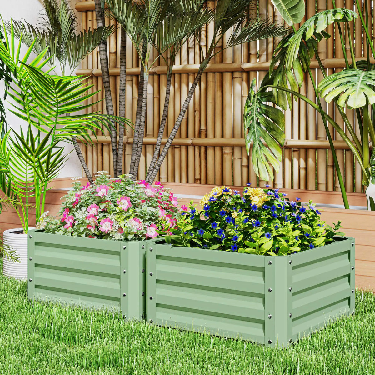 2' x 2' x 1' Raised Garden Bed, Galvanised Steel Frame, Light Green Raised Garden Beds at Gallery Canada