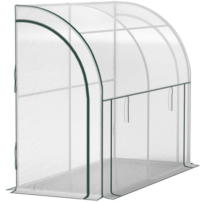 Walk-In Lean-To Greenhouse, 7' x 3' x 5', Zipper Roll-Up Doors, White