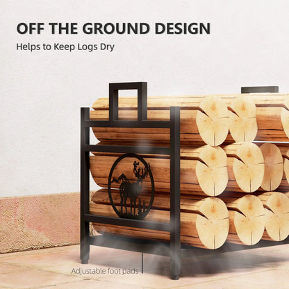 Decorative Firewood Rack, Steel Log Holder, 19.7" x 13.4" x 17.7", Black Firewood Racks at Gallery Canada