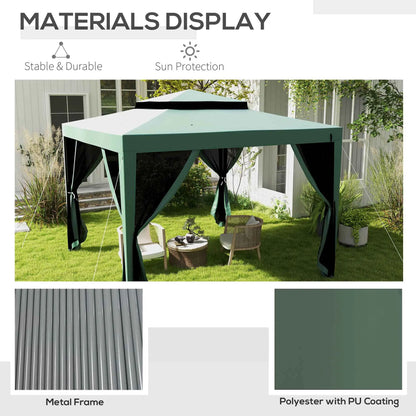 10' x 10' Outdoor Canopy Tent, Mesh Netting, Double Tier Roof Gazebos at Gallery Canada