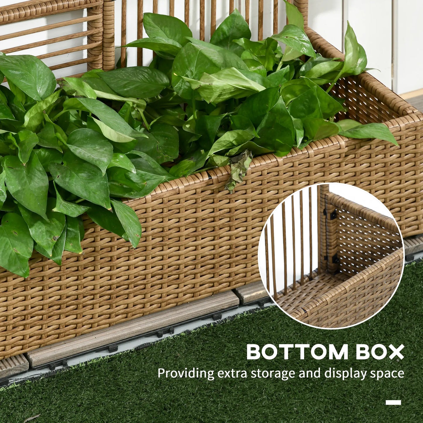Raised Garden Bed with Lattice Trellis, Rattan Planter with Storage, Sand Brown Raised Garden Beds at Gallery Canada