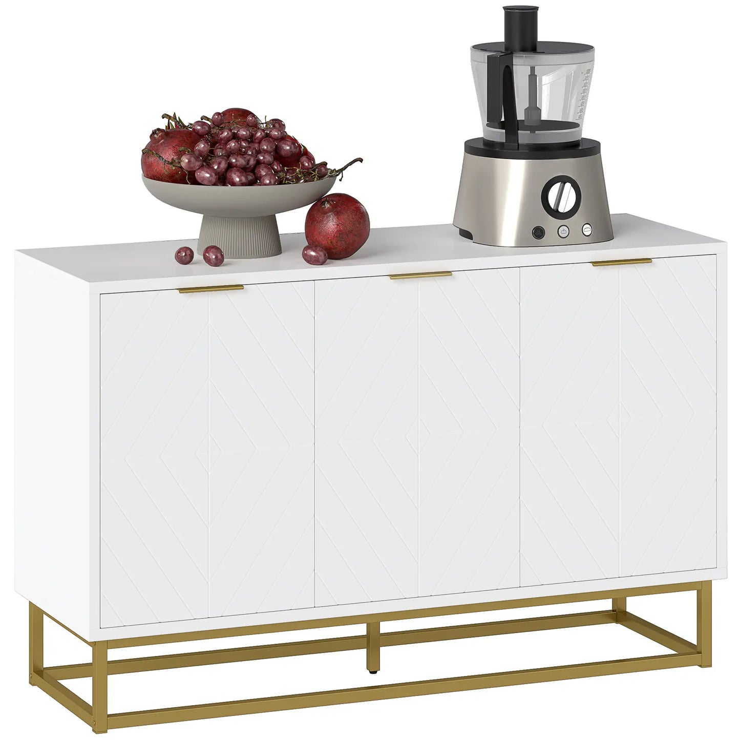 Sideboard Storage Cabinet, 3 Doors, Adjustable Shelves, White Kitchen Pantry Cabinets at Gallery Canada