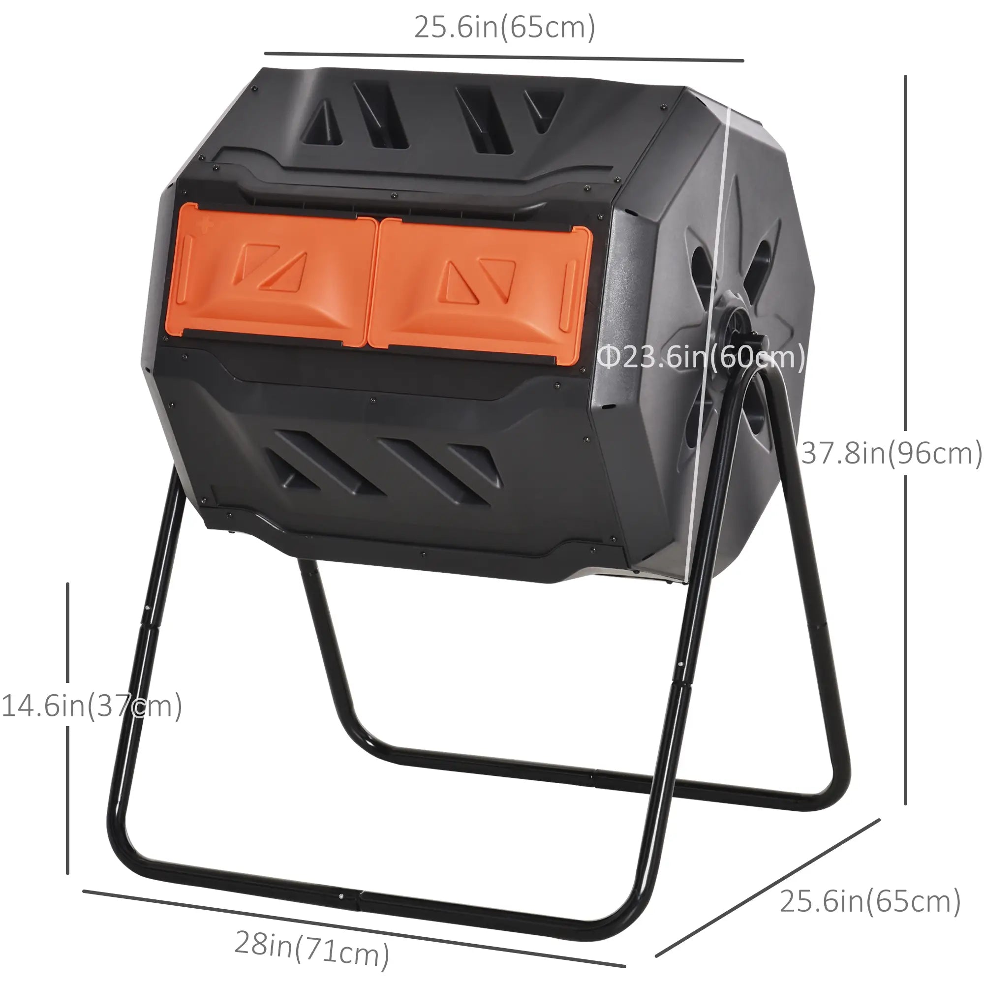Dual Chamber Tumbling Composter 43 Gallon, Orange Outdoor Compost Bin at Gallery Canada
