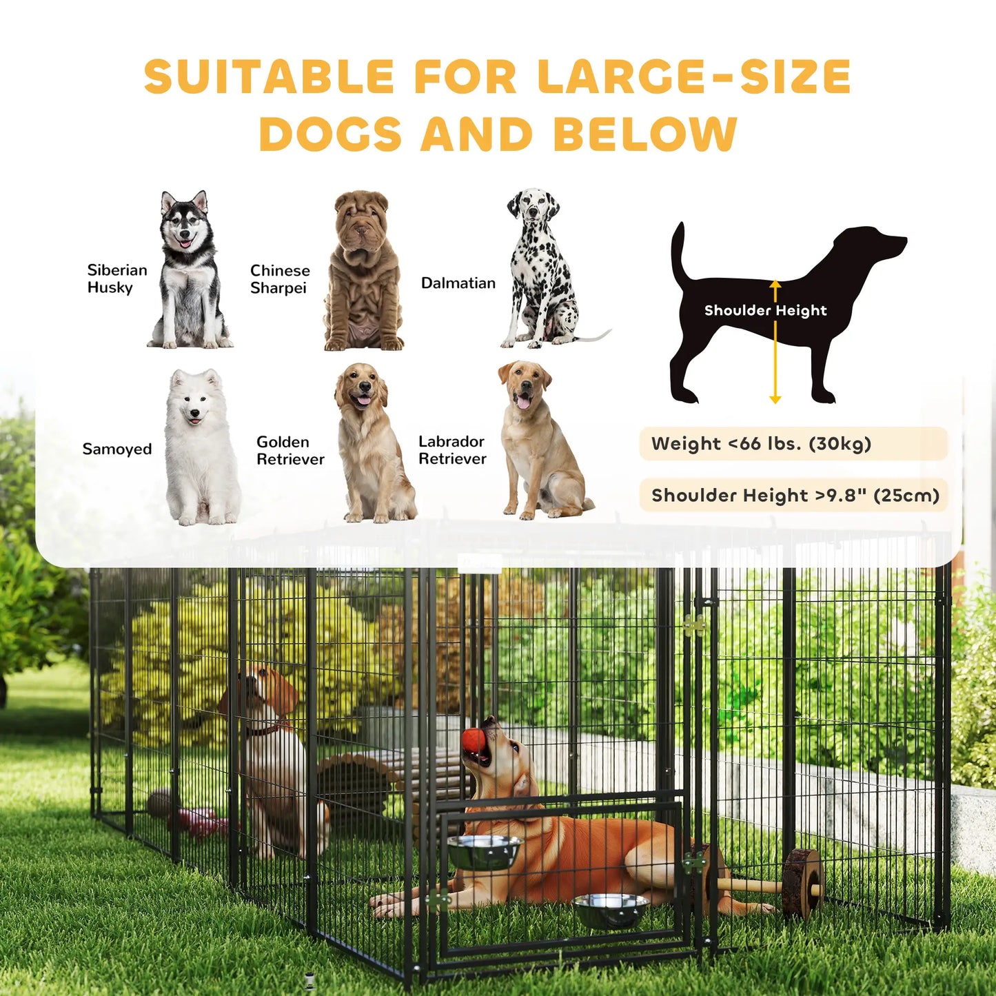 Outdoor Dog Kennel, Rotating Adjustable Bowls, Waterproof UV Cover, 11.3' x 4.7' x 5.1' Houses, Kennels & Pens at Gallery Canada